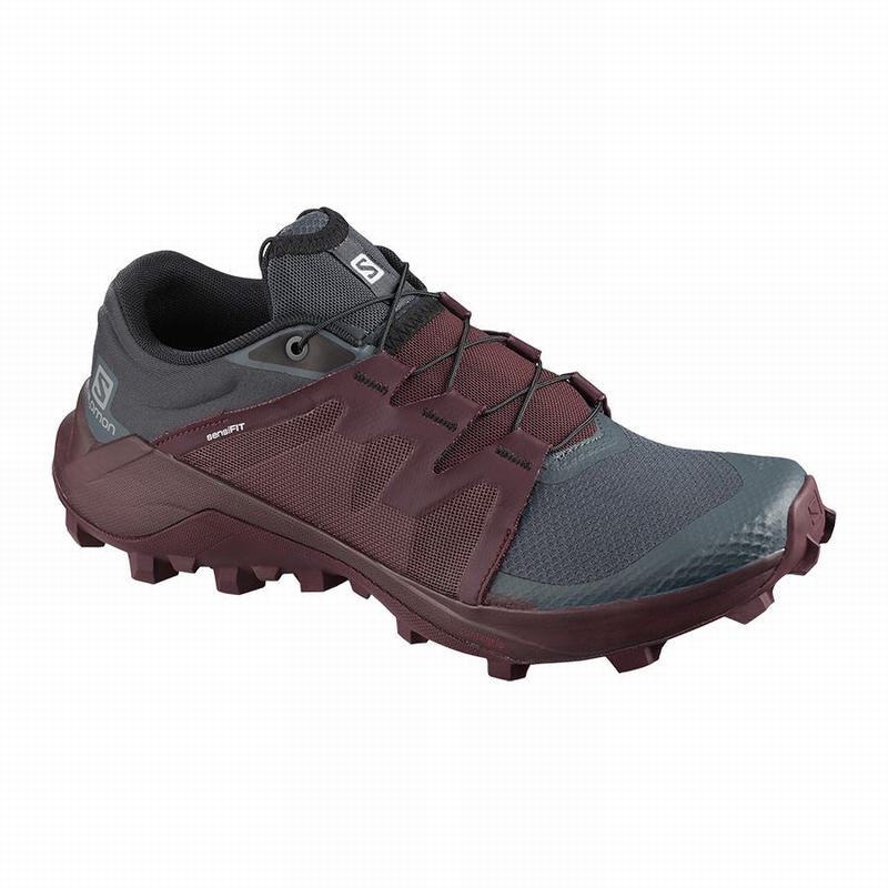 Salomon Singapore Womens Trail Running Shoes - WILDCROSS W Gray/Burgundy | 87412-TSGB